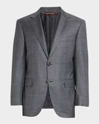 Men's Wool and Silk Tonal Plaid Two-Piece Suit