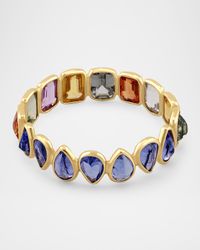 14K Yellow Gold Two-Sided Rainbow Sapphire Bezel Ring, Size 7