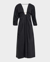 Elyza Embellished Poplin Midi Dress