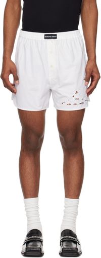 Marine Serre White Regenerated Household Linen Shorts
