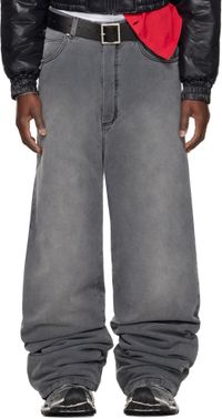LU'U DAN Gray Wadded Stack Jeans