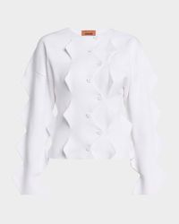 Pointed Knit Crewneck Cardigan