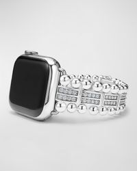 Smart Caviar Sterling Silver Spark Diamond 2 Row 38mm Apple Watch Band