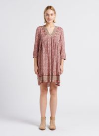 Grace Et Mila - Robe courte Col V imprimée - Taille L - Rose