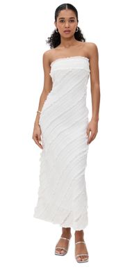 endless rose Strapless Ruffled Maxi Dress White S