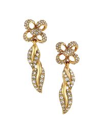 Women's Large Clover Goldtone & Crystal Chandelier Earrings - Gold