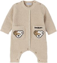 Burberry Baby Beige Thomas Bear Cotton Blend Jumpsuit