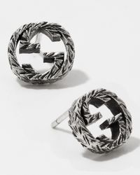 Interlocking G 10mm Stud Earrings in Aged Silver