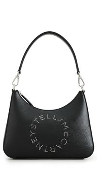Stella McCartney Eco Embossed Logo Hobo Shoulder Bag Black One Size