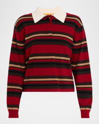 Cashmere Cropped Stripe Rugby Sweater
