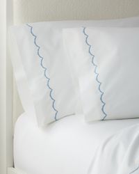 Two Standard Scallops Embroidered 350 Thread Count Pillowcases