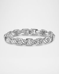 Men's Sculpted Cable Link Bracelet in Silver, 12mm