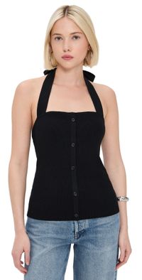 Line & Dot Tanner Halter Sweater Top Black S