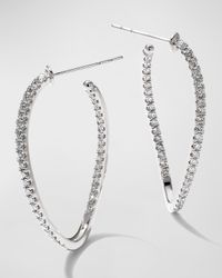 18k White Gold Diamond J-Twist Hoop Earrings, 0.99tcw