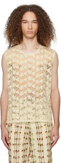 HARAGO Off-White Semi-Sheer Tank Top