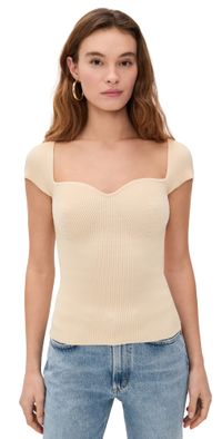 DL1961 Instasculpt Fine Knit Heart Top Ivory S