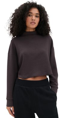 Rhone Dreamglow Cropped Mock Neck Sweatshirt Dark Espresso S