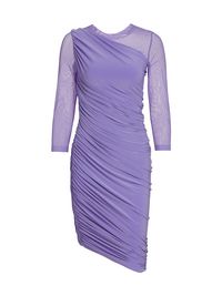 Women's Diana Mesh-Sleeve Ruched Midi-Dress - Lilac Mesh - Size Large