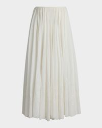 Trivelas Sequined Pleated Cotton Voile Maxi Skirt