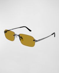Men's Metal Rimless Rectangle Sunglasses