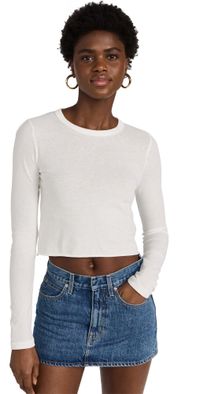 SLVRLAKE Long Sleeve Crop Baby Tee Natural White M
