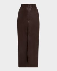 Leather Front-Slit Skirt