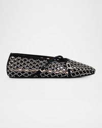 Sparkle Mesh Net Suede Ballerina Flats