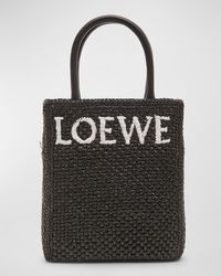 Standard A5 Tote Bag in Raffia with Leather Handles