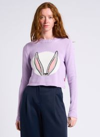Max&co. - Pull court imprimé à col rond en coton - Taille L - Violet
