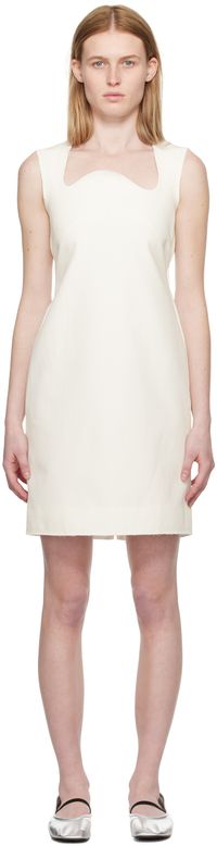 RECTO White Signature Curved Neck Minidress
