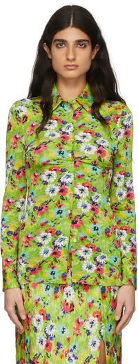 MSGM Green Viscose Shirt