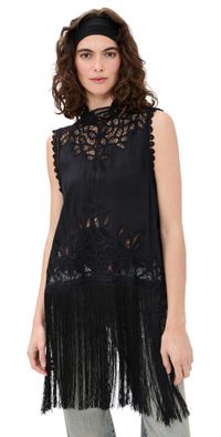Sea Adelina Battenberg Lace Vest Black XS