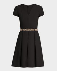 Emma Belted Pleated A-Line Mini Dress