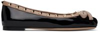 Valentino Garavani Black Rockstud Patent Leather Ballerina Flats