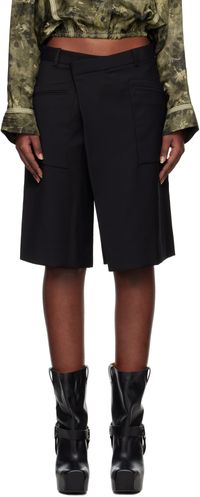 R13 Black Crossover Knee-Length Shorts