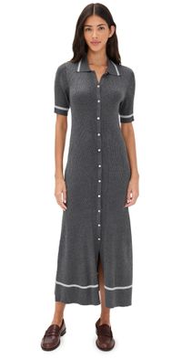 rag & bone Kassy Tipped Midi Polo Dress Charcoal XS