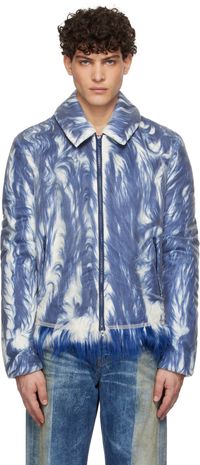 Diesel Blue & White W-Woufy Faux-Fur Jacket