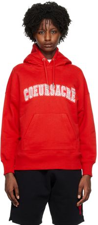AMI Paris Pull à capuche 'Cœur sacré' rouge