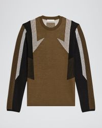 Men's Wool Mesh Paneled Sweater