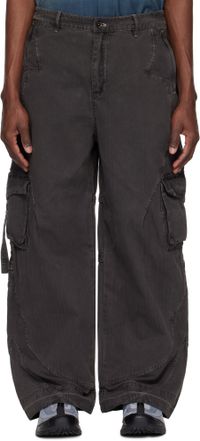 Professor.E Pantalon cargo Oteroi noir à sangles