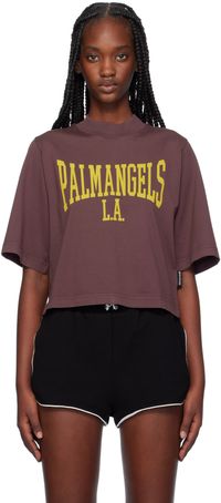 Palm Angels Burgundy College Cropped T-shirt