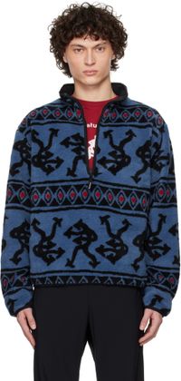 District Vision Blue Half-Zip Pile Fleece Jacket
