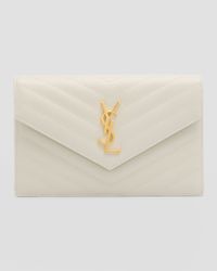YSL Monogram Small Wallet on Chain in Grained Leather