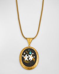 Estate 18K Yellow Gold Flower Locket Necklace with Mesh Chain