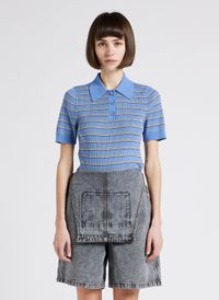 Levi's - Polo moulant en coton à rayures - Taille L - Bleu