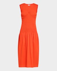 Annabel Smocked Drop-Waist Cotton Midi Dress