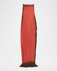 Painted Stripe Pleated Boat-Neck Backless Gown