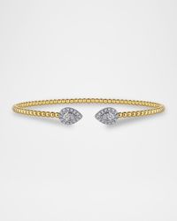 14K White and Yellow Gold Diamond Pear Shape Bujukan Bangle