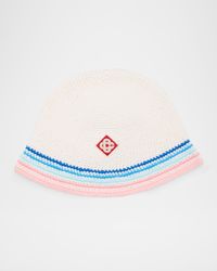 Men's Stripe Crochet Monogram Bucket Hat