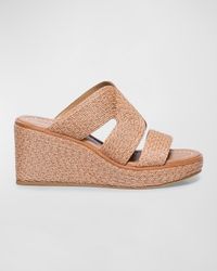 Raffia Wedge Platform Slide Sandals